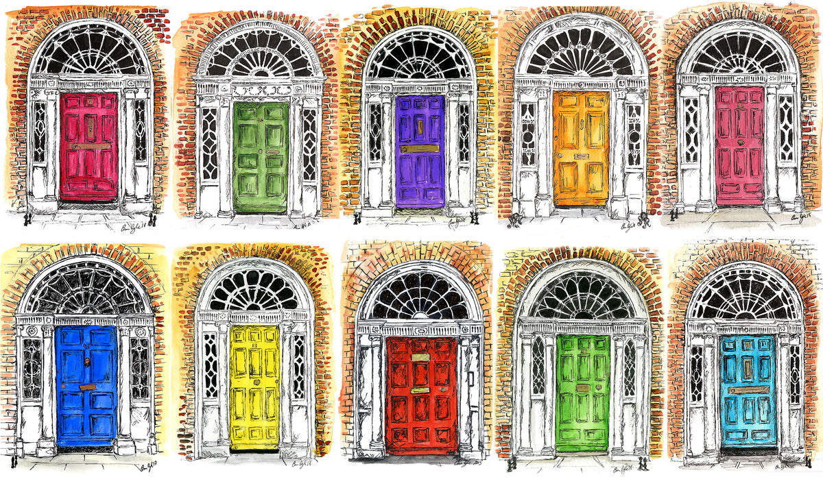 Photo & Art Print Colorful collection of doors in Dublin, Ireland