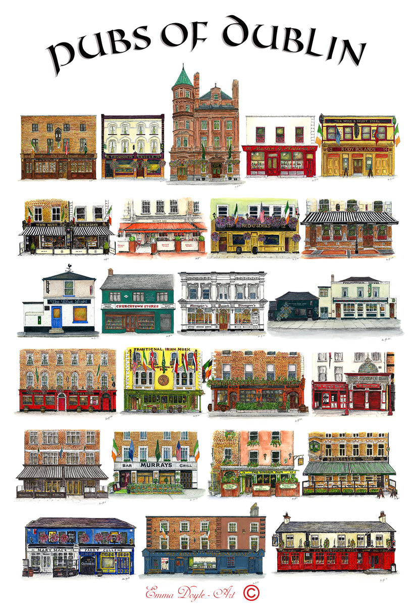 Personalised Pubs Of Ireland Poster Print Emma Doyle Art
