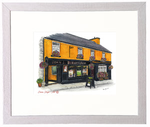 Irish Pub Print - Burke's,  Clonbur, Galway, Ireland