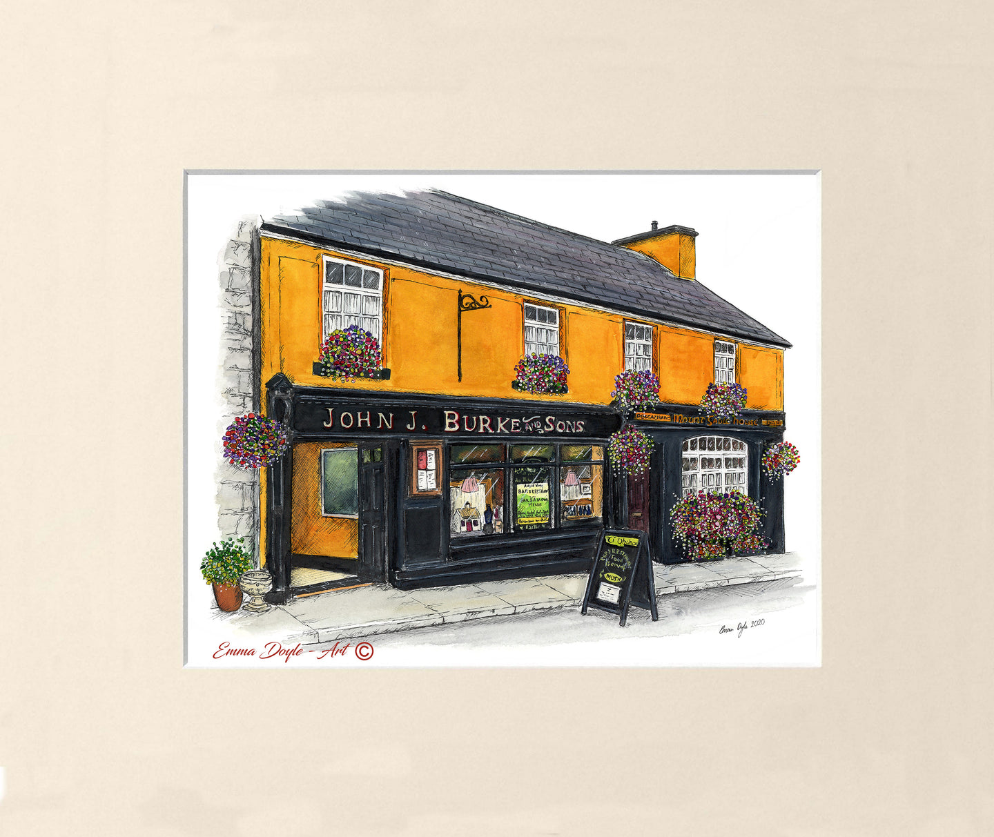 Irish Pub Print - Burke's,  Clonbur, Galway, Ireland