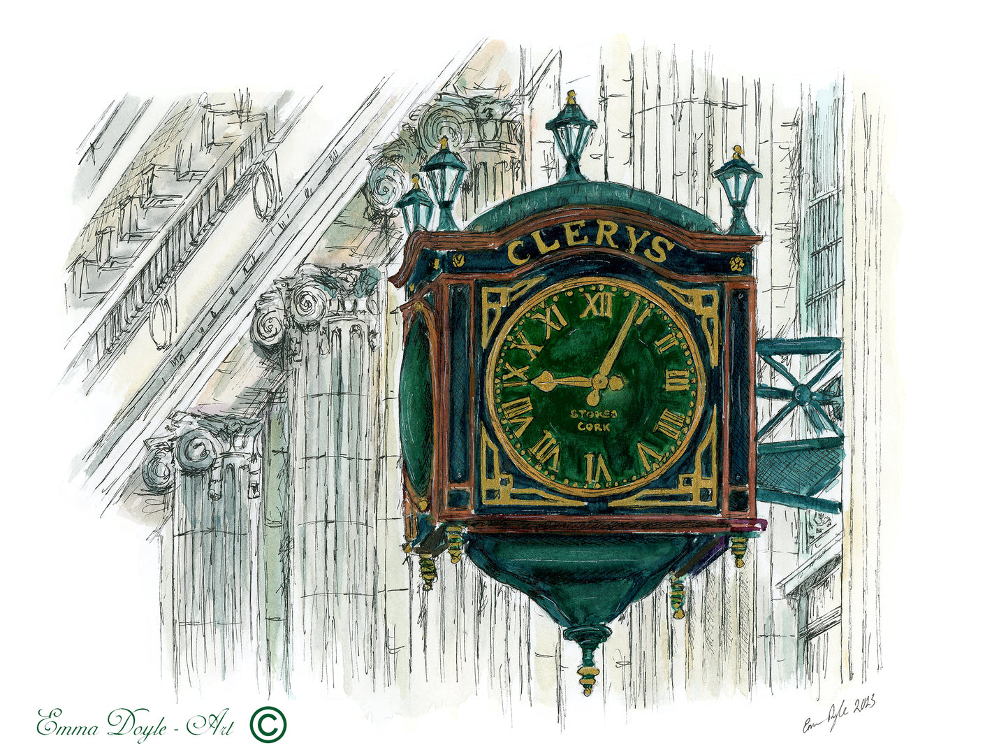 Irish Print - Clery's Clock, Dublin, Ireland
