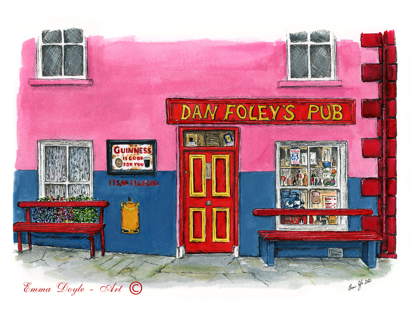 Irish Pub Print - Dan Foley's Pub, Annascaul, Co. Kerry , Ireland
