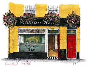 Irish Pub Print - E Brun Bar, Galway , Ireland