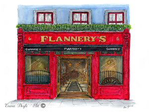 Irish Print - Flannery's, Dublin, Ireland