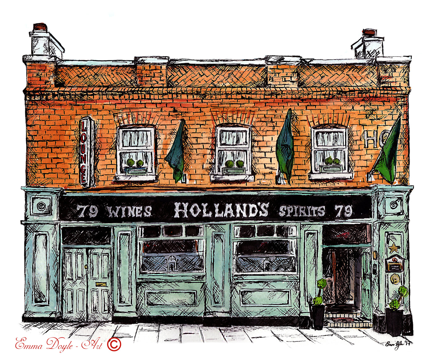 Irish Pub Print - Holland's, Bray, Co. Wicklow, Ireland