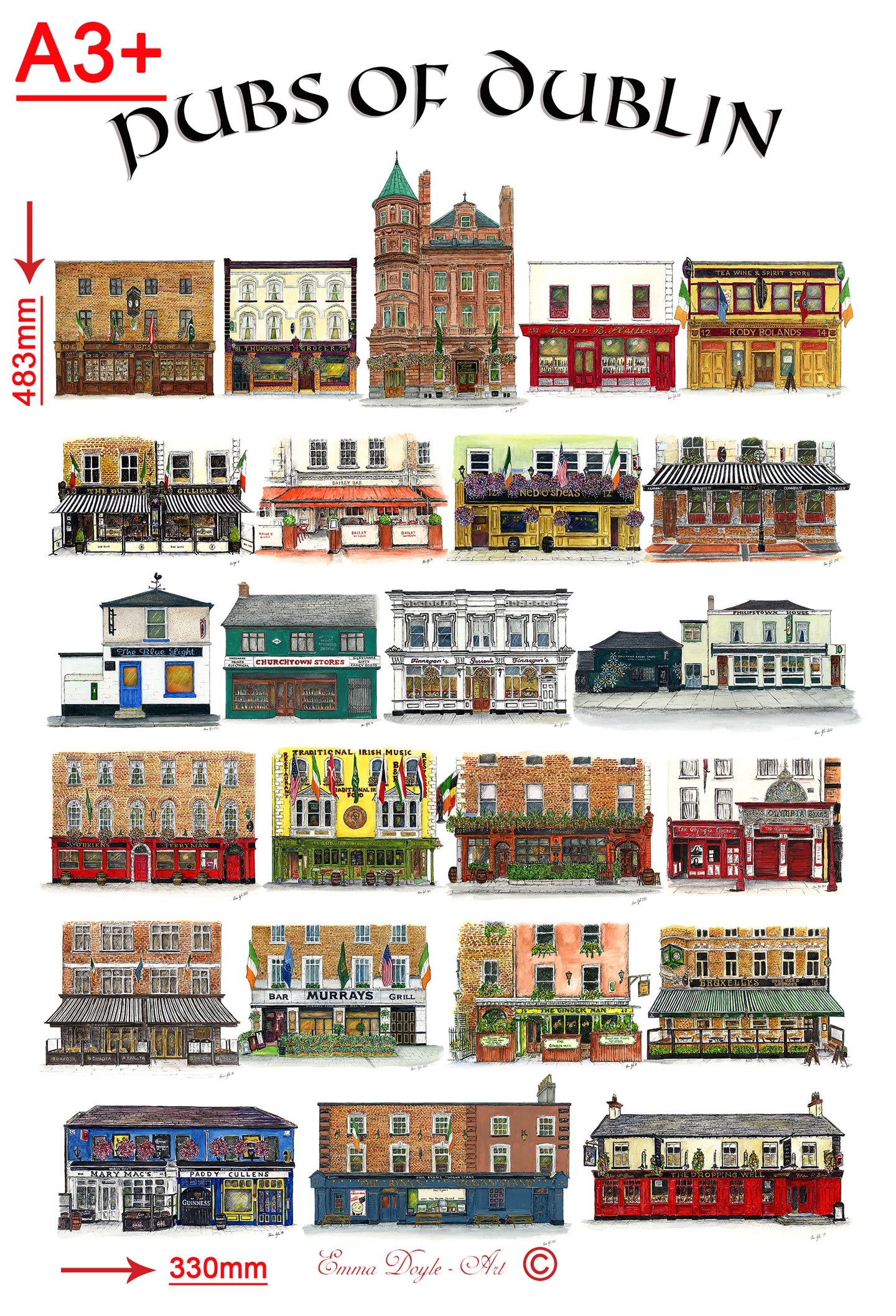 Pubs Of Dublin Poster - Third Collection