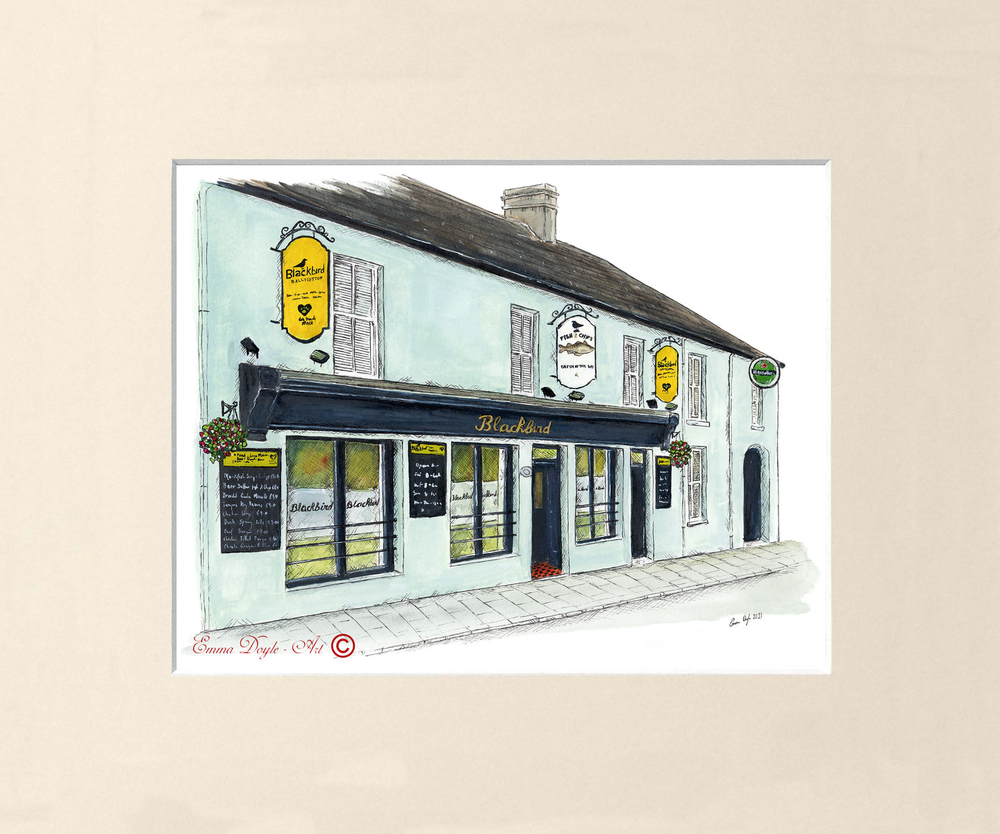 Irish Pub Print - Blackbird, Ballycotten, Co. Cork , Ireland