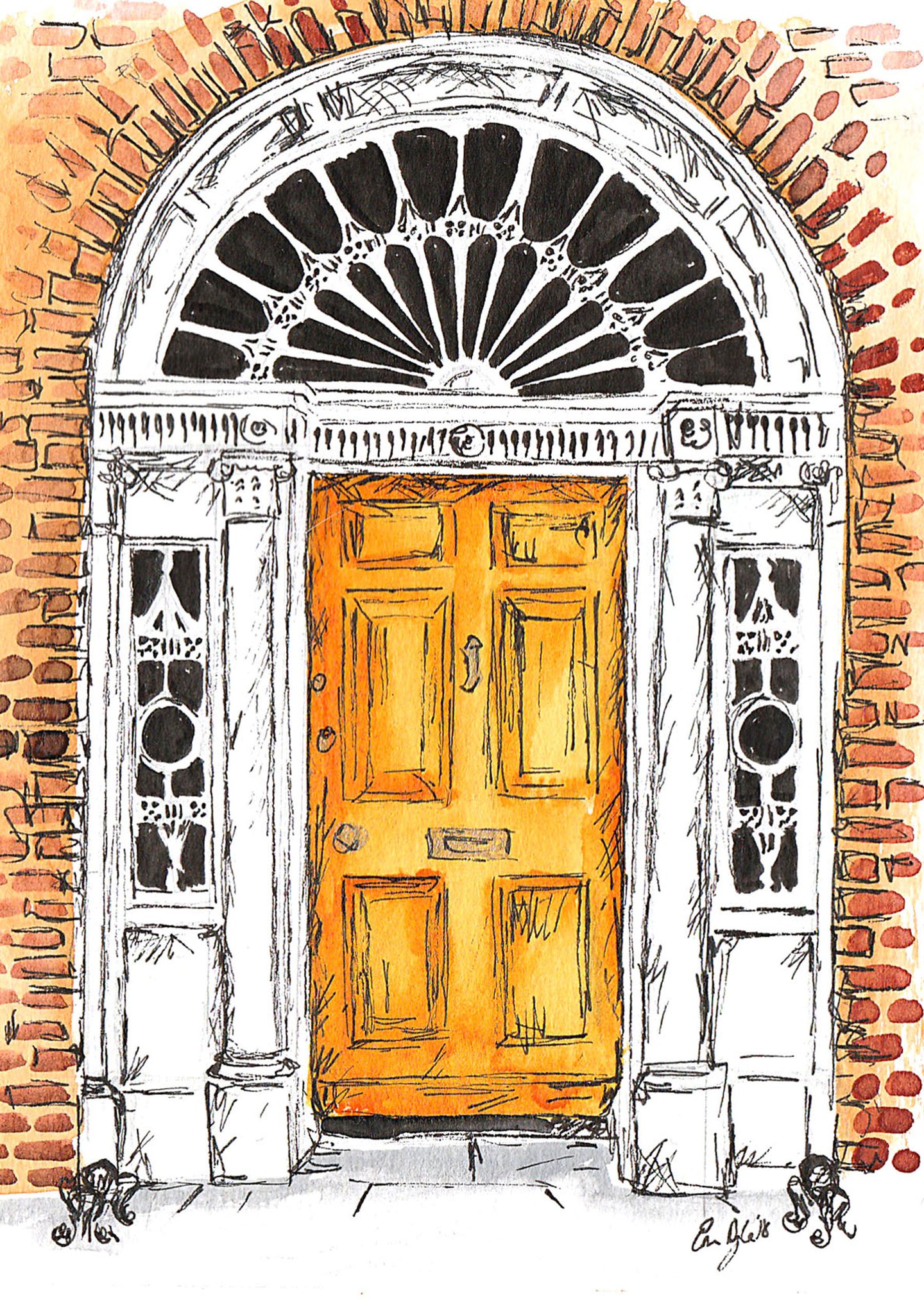 Orange Georgian Door, Merrion Square, Dublin, Ireland