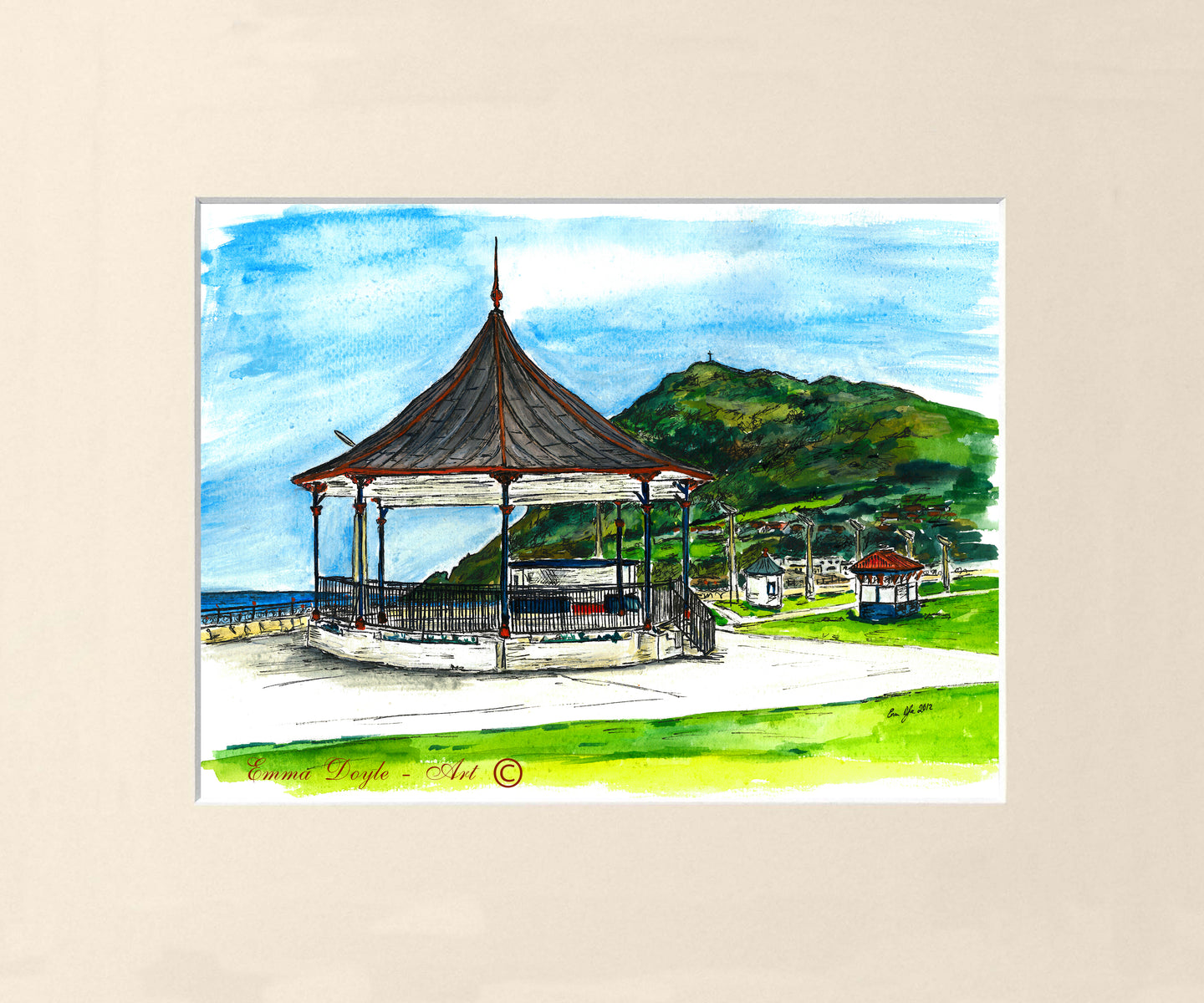 Irish Print - Victorian Bandstand & Bray Head, Bray, Co. Wicklow , Ireland