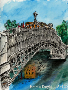 Irish Print - The Ha'Penny Bridge, Dublin, Ireland